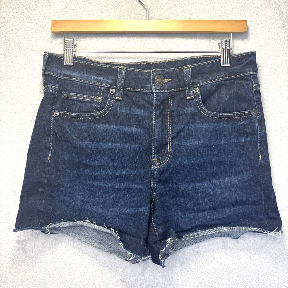 American Eagle Distressed Denim Shorts Womens 8 Blue High Rise Cut-Off Rodeo